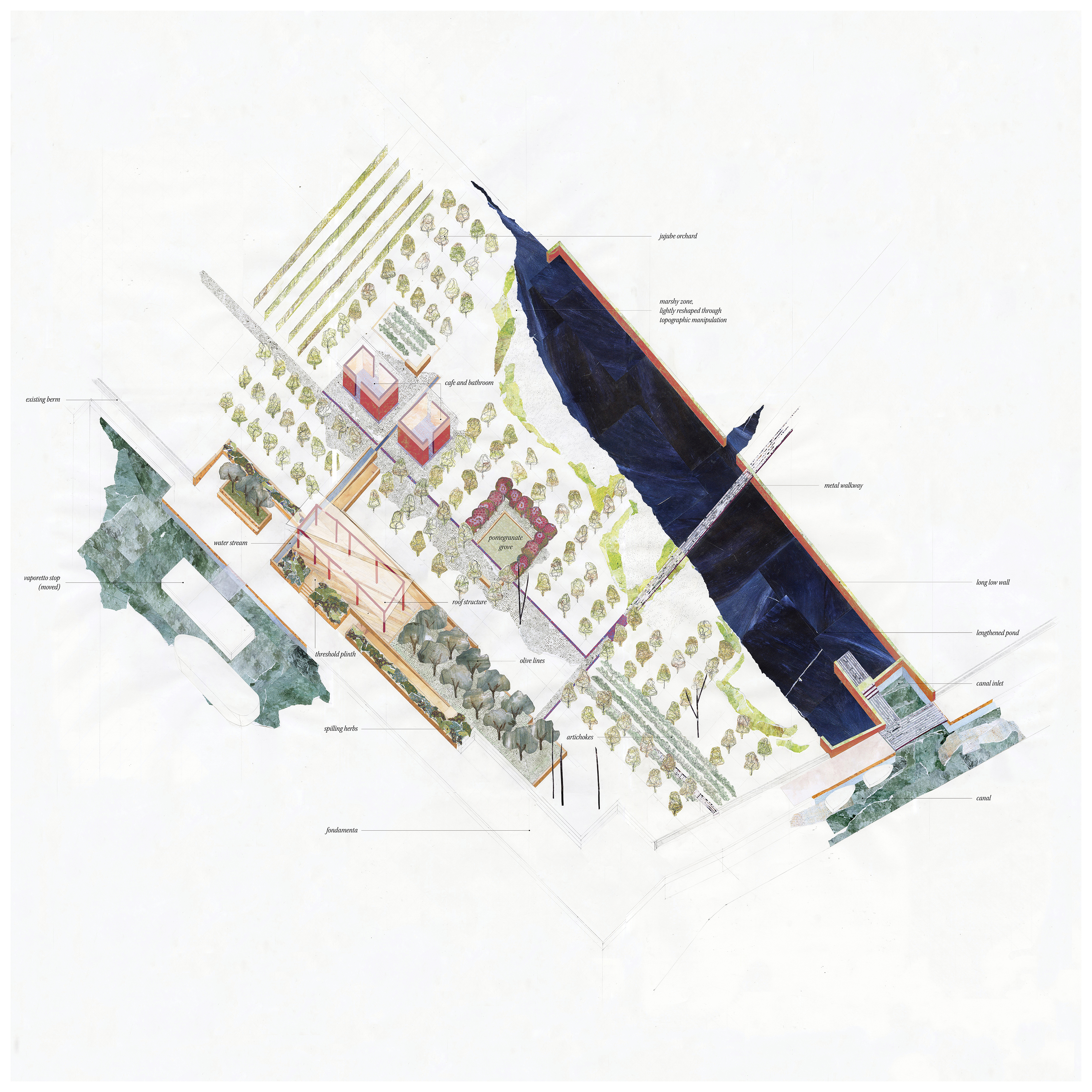 Plan diagram of Torcello Landing intervention