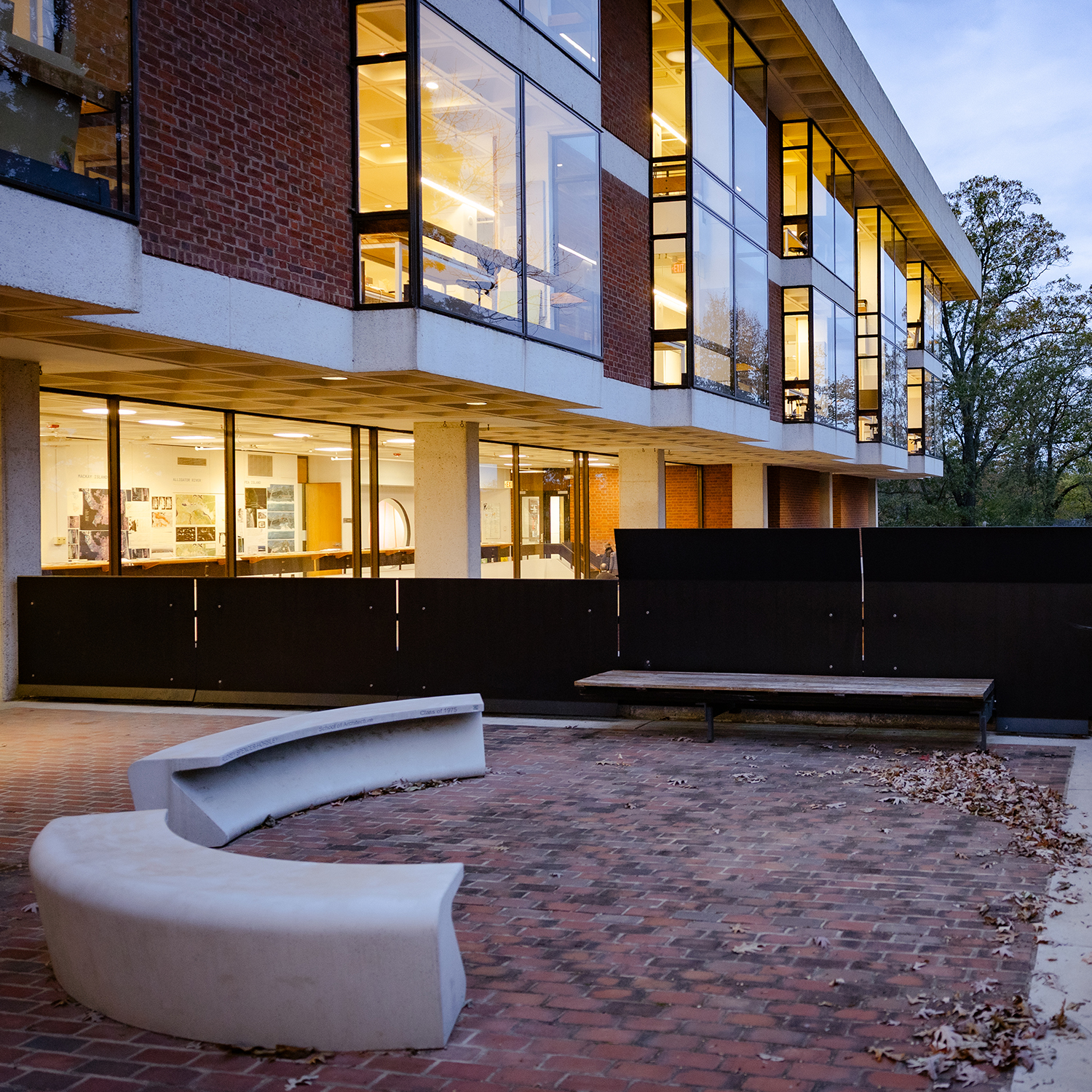 Campbell Hall at dusk