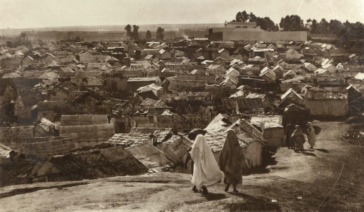 Marcelin Flandrin, “Casablanca – village of Bidon-ville,” photographic postcard (cropped), ca. 1931. Author’s collection.