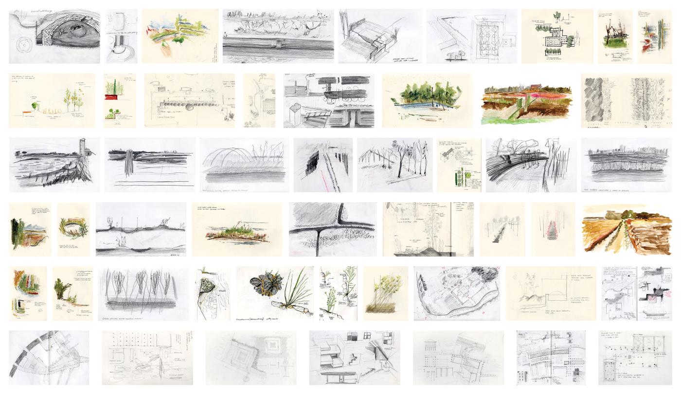 Compilation of many sketches of Venice Lagoon