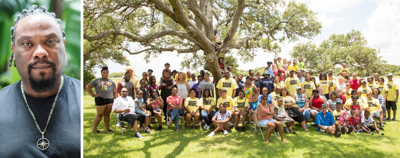 OPI Grantee - headshot and group of descendants gathering 
