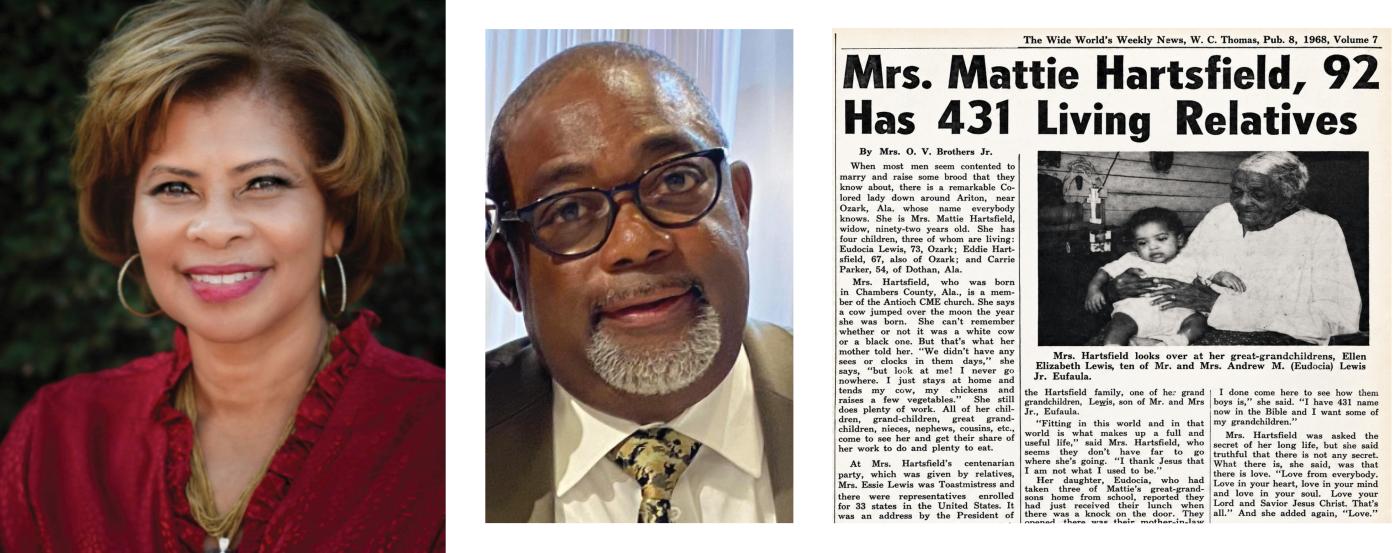 OPI Grantee - two headshots and a newspaper clipping