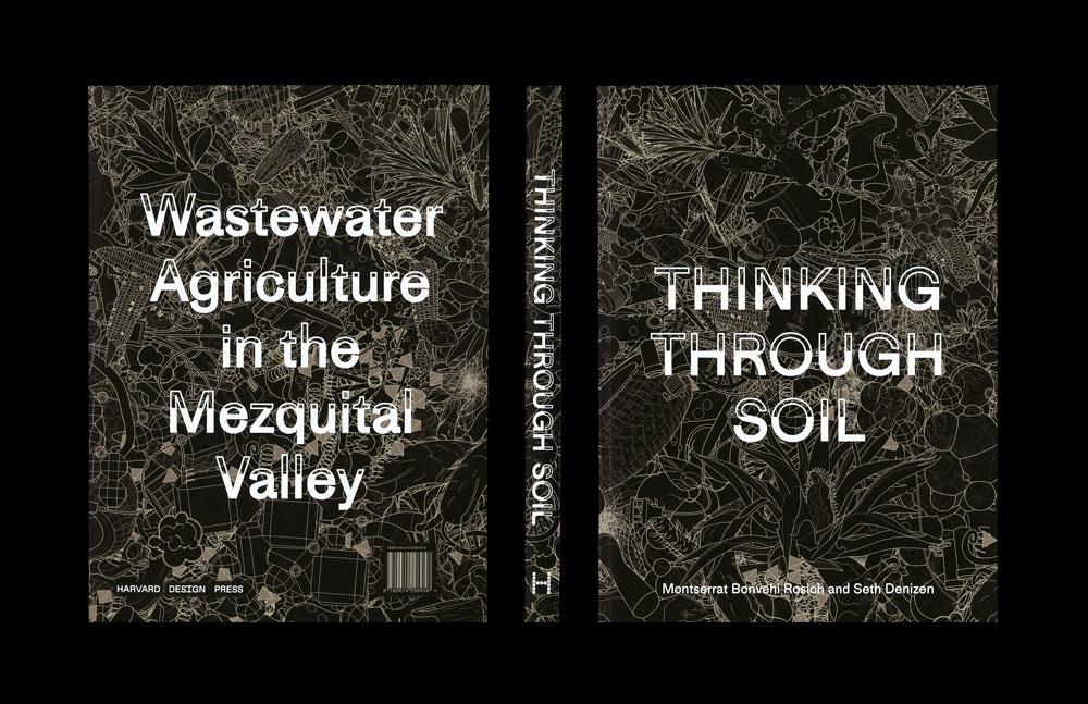 Thinking Through Soil book covers front and back, and spine on a black background.