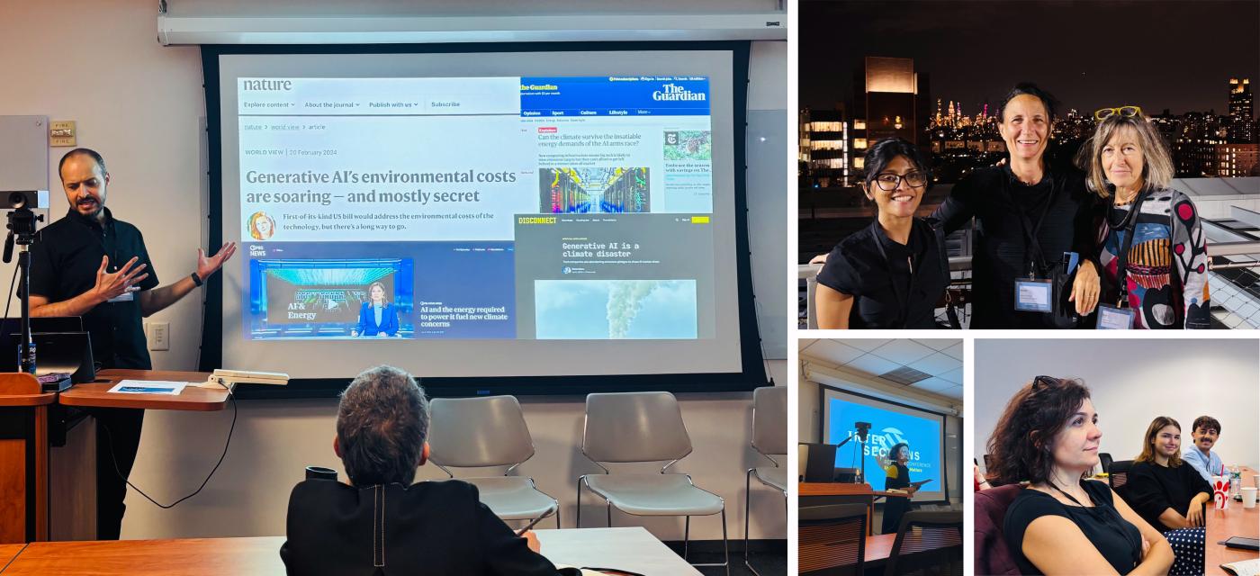 Four images of the ACSA Research Conference showing faculty presenting and students in the audience